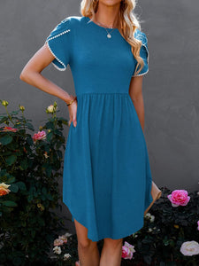 Round Neck Petal Sleeve Dress