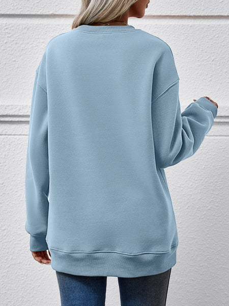 Graphic Round Neck Dropped Shoulder Sweatshirt