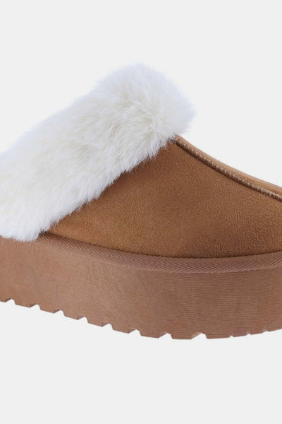 Weeboo Thick Bottom Fur Trim Snow Slippers