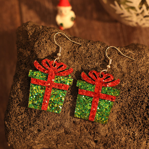 Sequin Gift Box PU Leather Earrings