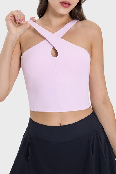 Crisscross Grecian Neck Active Cami