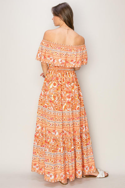 HYFVE Floral Off-Shoulder Tie Front Maxi Dress