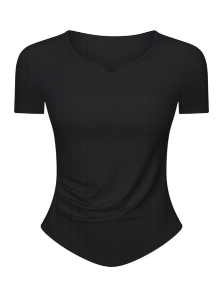 Notched Short Sleeve Active T-Shirt