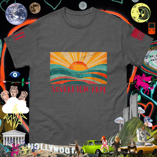 Solar Sunset Ocean Waves Men's classic tee