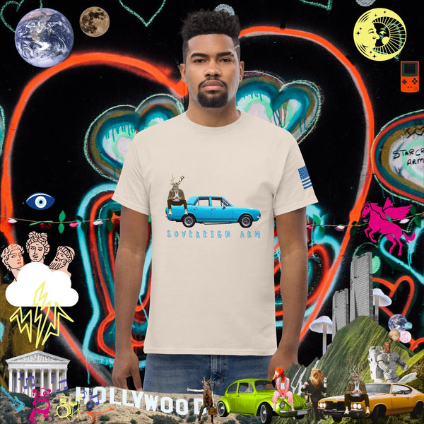 sovereignarm.com Natural / S Pop Art Blue Car Men's classic tee