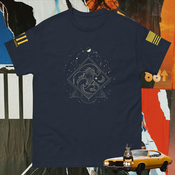 Solar Lunar Wave Line Art Design v1.7 Men's classic tee