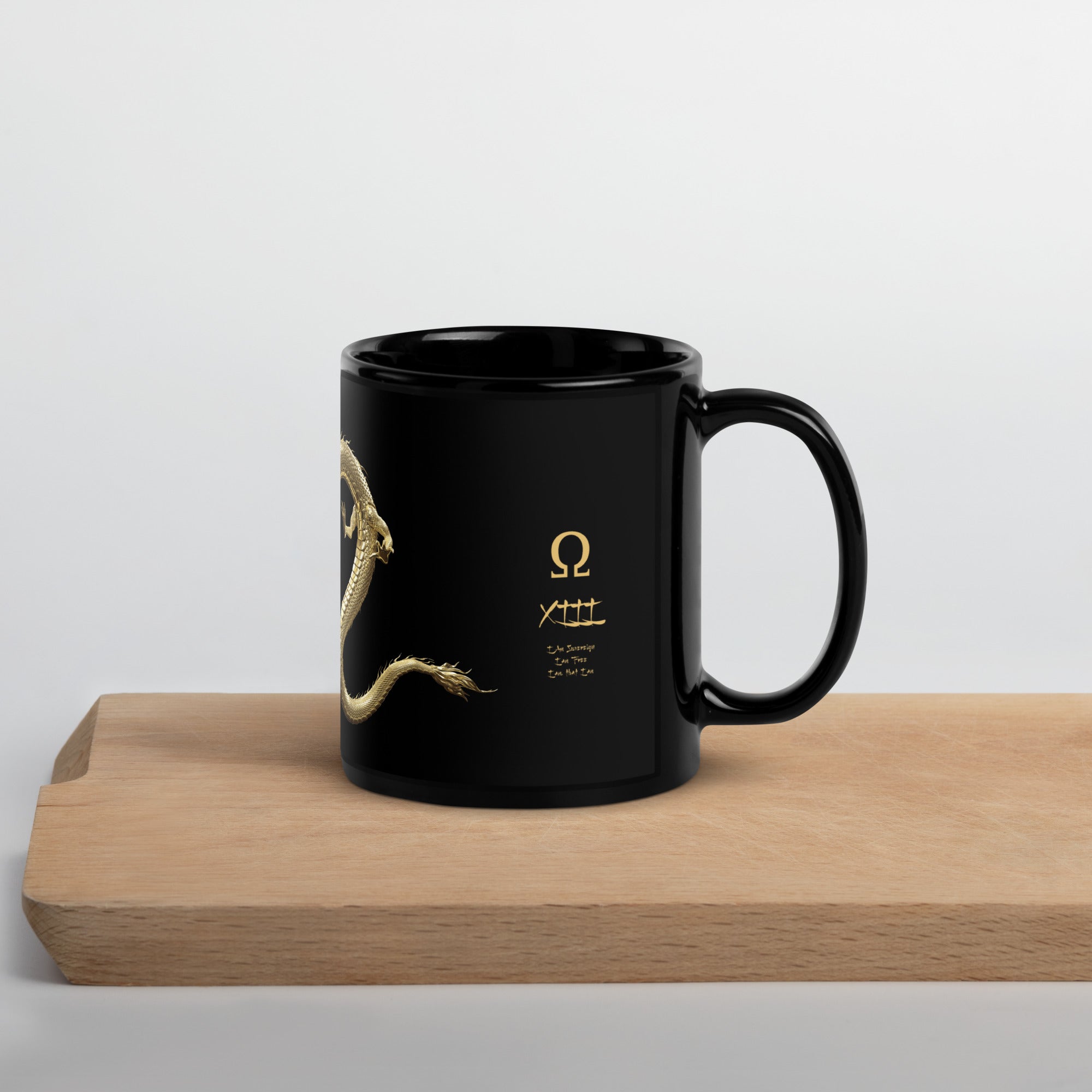 sovereignarm.com 11 oz Golden Dragon Black Glossy Mug