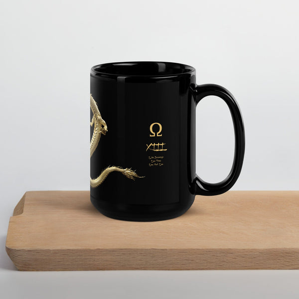 sovereignarm.com 15 oz Golden Dragon Black Glossy Mug