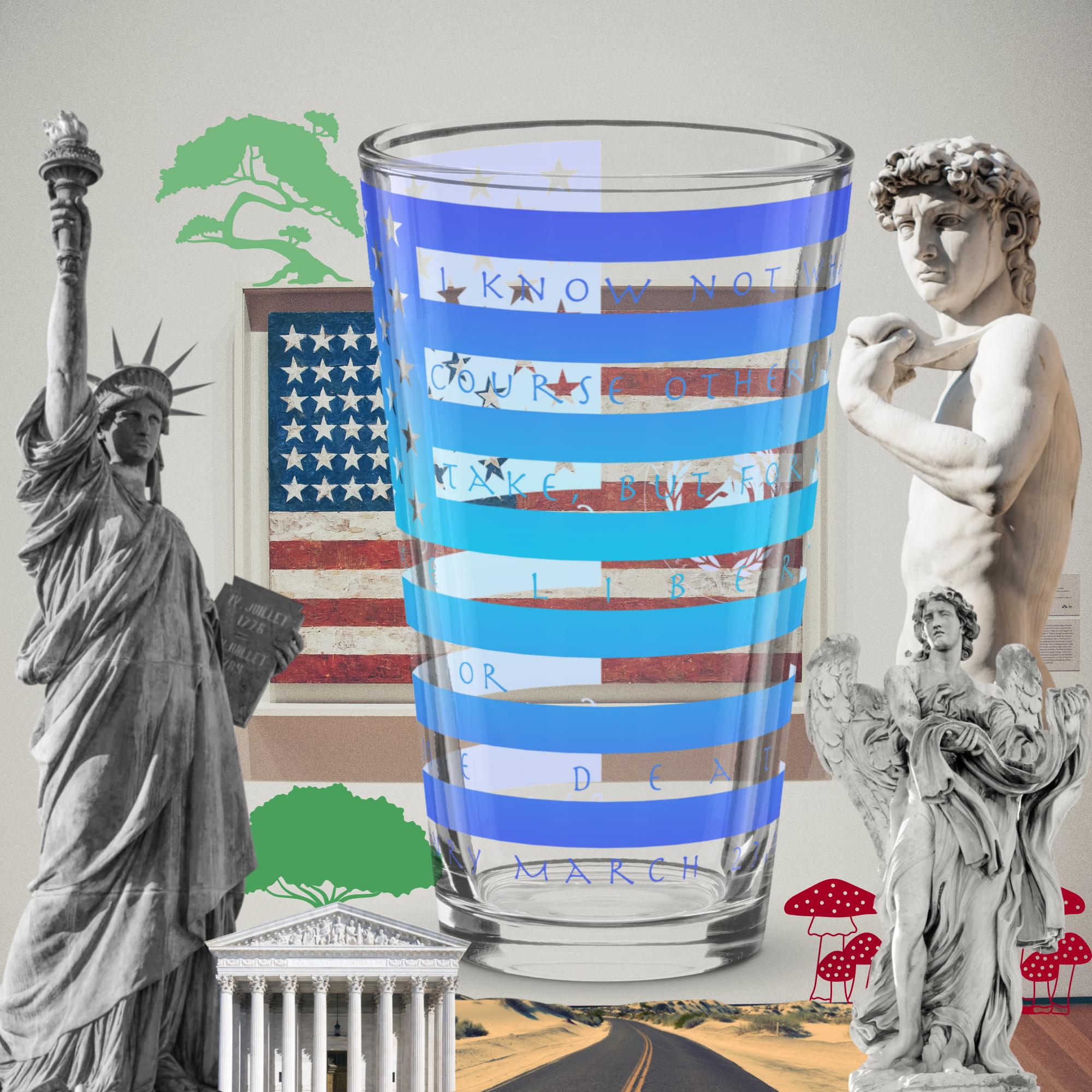 sovereignarm.com American Flag Give me Liberty or Death Shaker pint glass