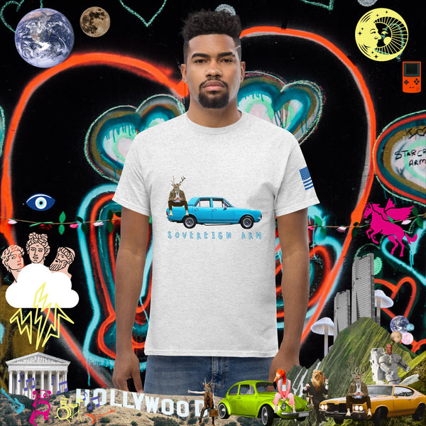 sovereignarm.com Ash / S Pop Art Blue Car Men's classic tee