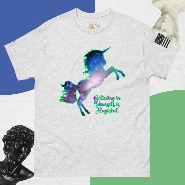 sovereignarm.com Ash / S Unicorn Believing in yourself is Magical Men's classic tee