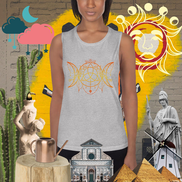 sovereignarm.com Athletic Heather / S Triple Moon Goddess, Ladies’ Muscle Tank