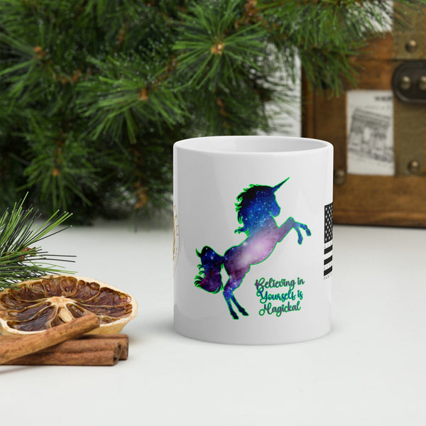 sovereignarm.com Believing in Yourself is Magical  White glossy mug