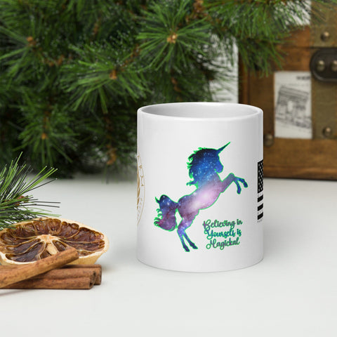 sovereignarm.com Believing in Yourself is Magical  White glossy mug