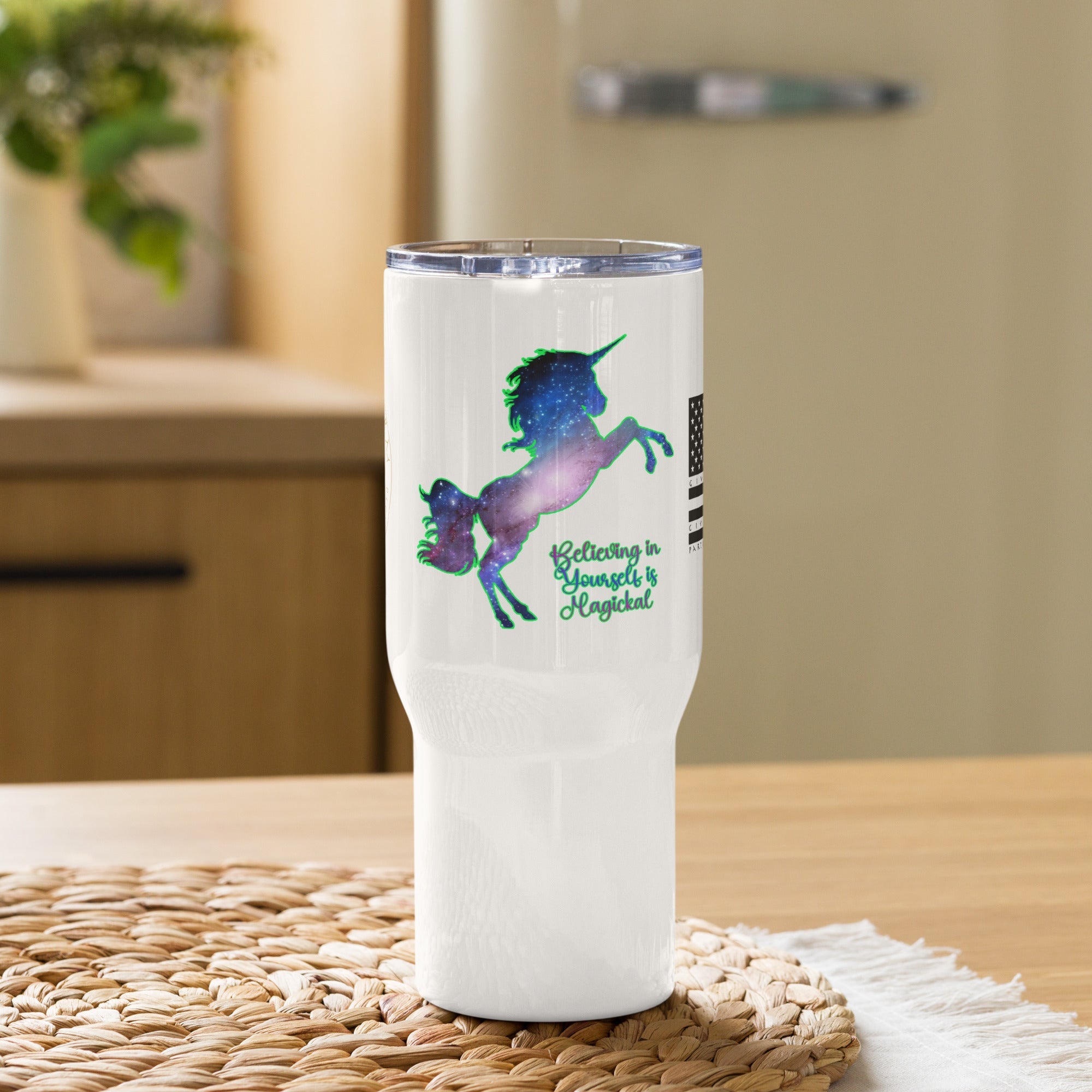 sovereignarm.com Believing in YoursElf is Magickal Travel mug with a handle