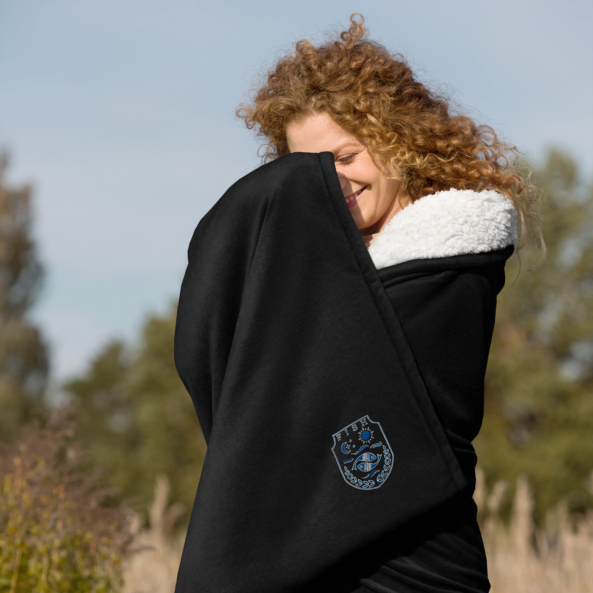 sovereignarm.com Black Fish Family Crest Premium sherpa blanket