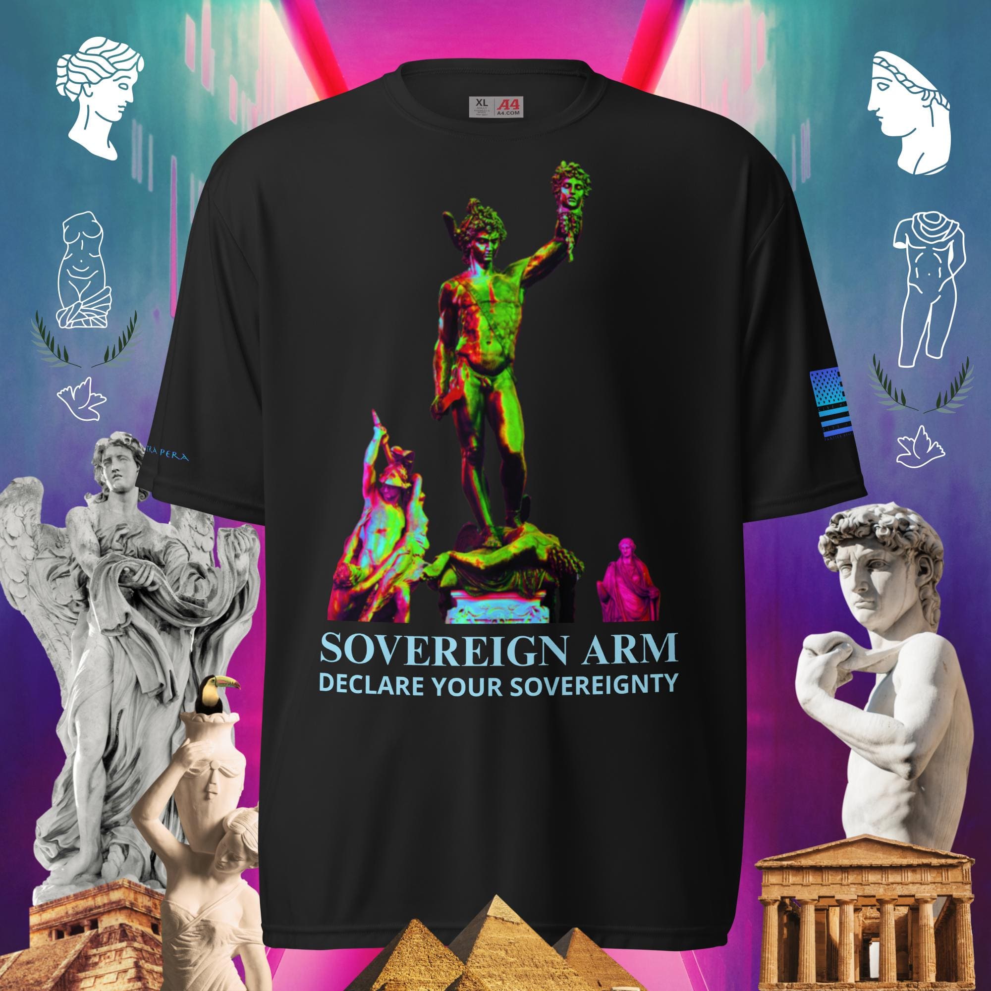 sovereignarm.com Black / S Hero Perseus, Declare your sovereignty Unisex performance crew neck t-shirt