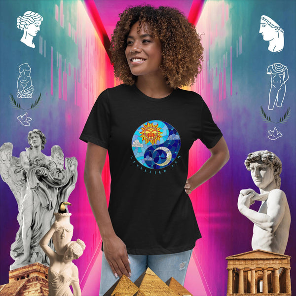 sovereignarm.com Black / S Sun & Moon Yin Yang Solar Women's Relaxed T-Shirt