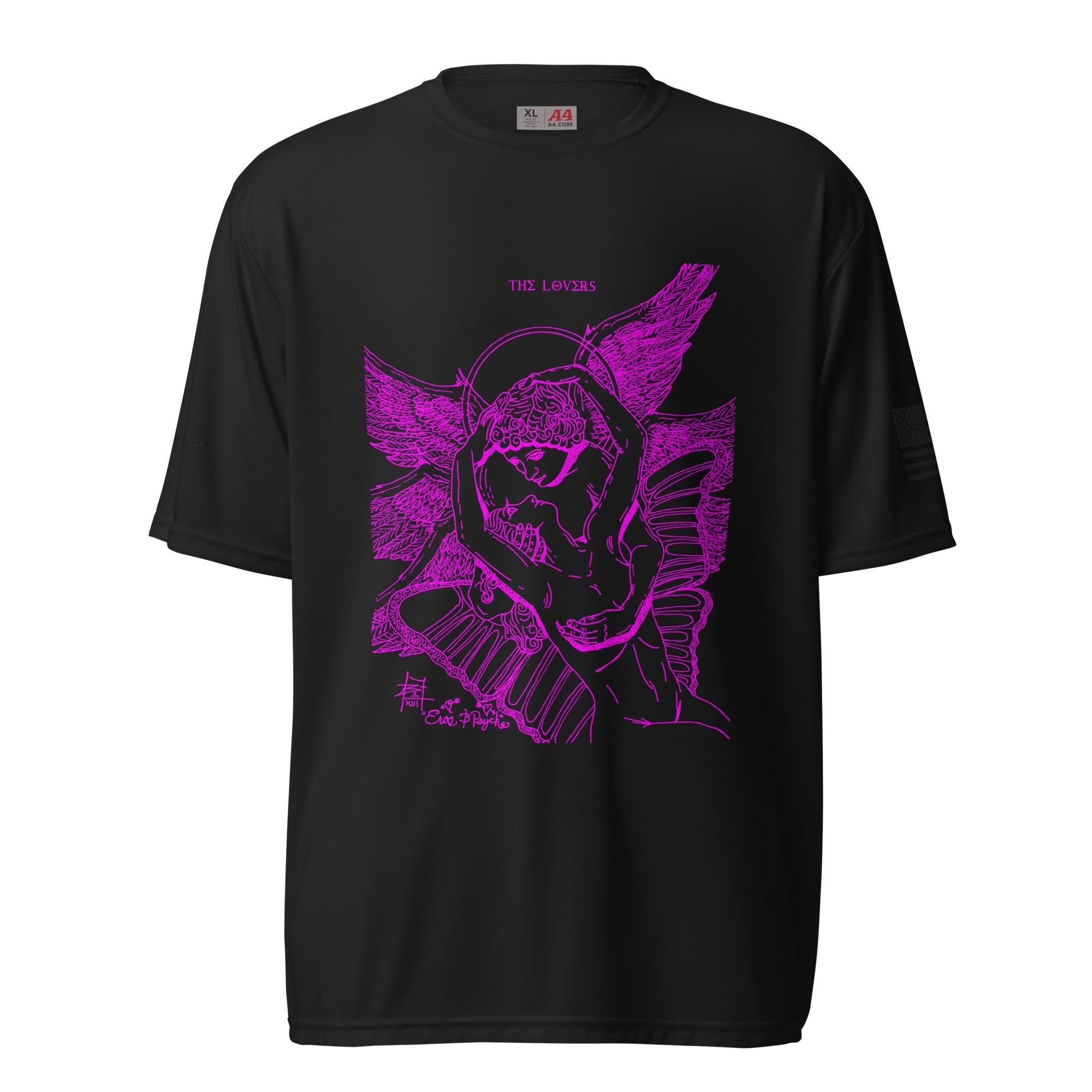 sovereignarm.com Black / S The Lovers Eros and Psyche Hott Pink!! Unisex performance crew neck t-shirt