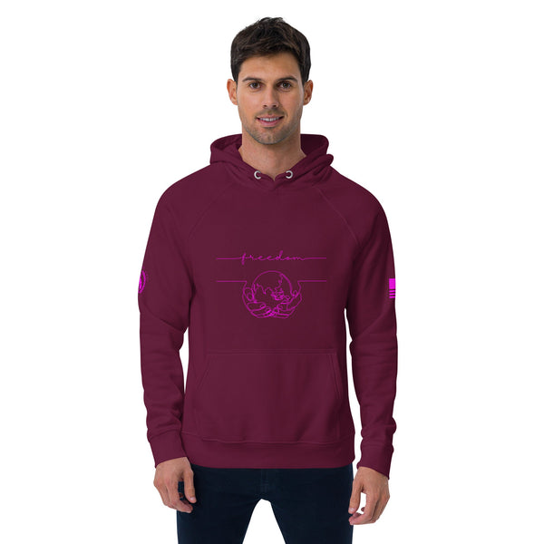 sovereignarm.com Burgundy / XS World Freedom I am Sovereign Unisex eco raglan hoodie