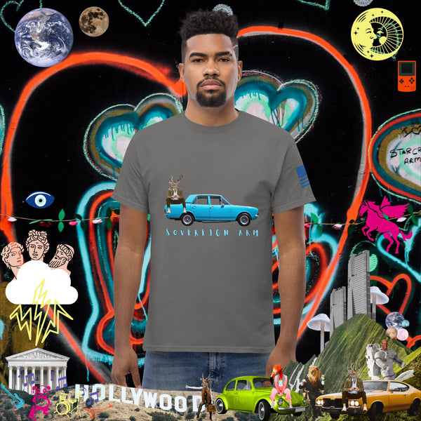 sovereignarm.com Charcoal / S Pop Art Blue Car Men's classic tee