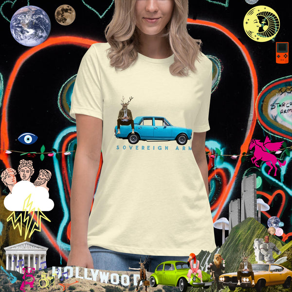 sovereignarm.com Citron / S Pop Art Blue Car Women's Relaxed T-Shirt