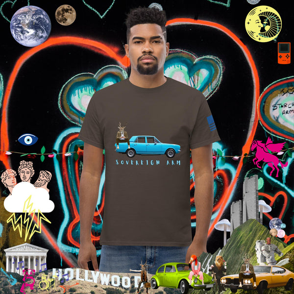 sovereignarm.com Dark Chocolate / S Pop Art Blue Car Men's classic tee