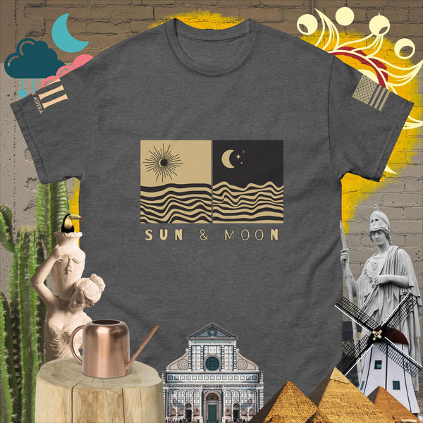 sovereignarm.com Dark Heather / S Sun & Moon Solar Waves Men's classic tee