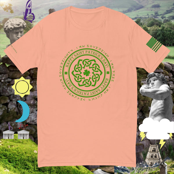 sovereignarm.com Desert Pink / XS Celtic weave happy St Patrick's Day Short Sleeve T-shirt