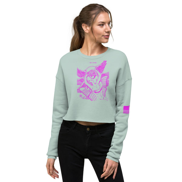 sovereignarm.com Dusty Blue / S The Lovers, Eros and Psyche Crop Sweatshirt