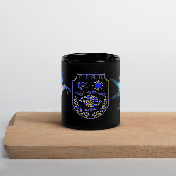 sovereignarm.com Fish Family Crest Black Glossy Mug