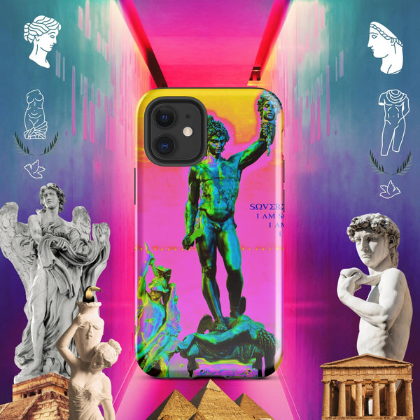 sovereignarm.com Glossy / iPhone 12 mini Hero Perseus, Hott Pink and yellow Tough Case for iPhone®