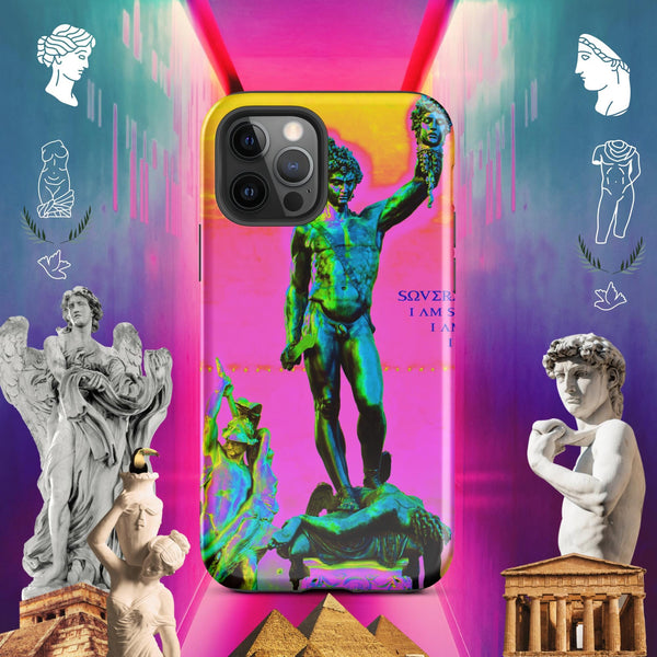 sovereignarm.com Glossy / iPhone 12 Pro Hero Perseus, Hott Pink and yellow Tough Case for iPhone®