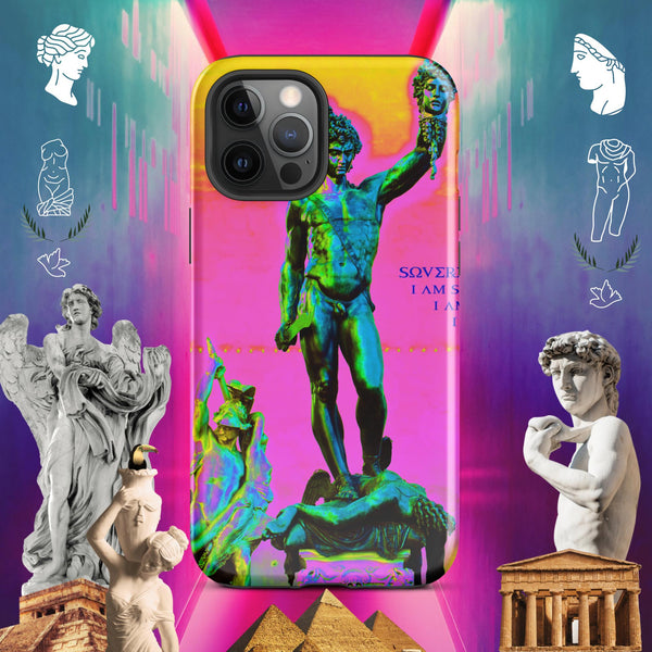 sovereignarm.com Glossy / iPhone 12 Pro Max Hero Perseus, Hott Pink and yellow Tough Case for iPhone®