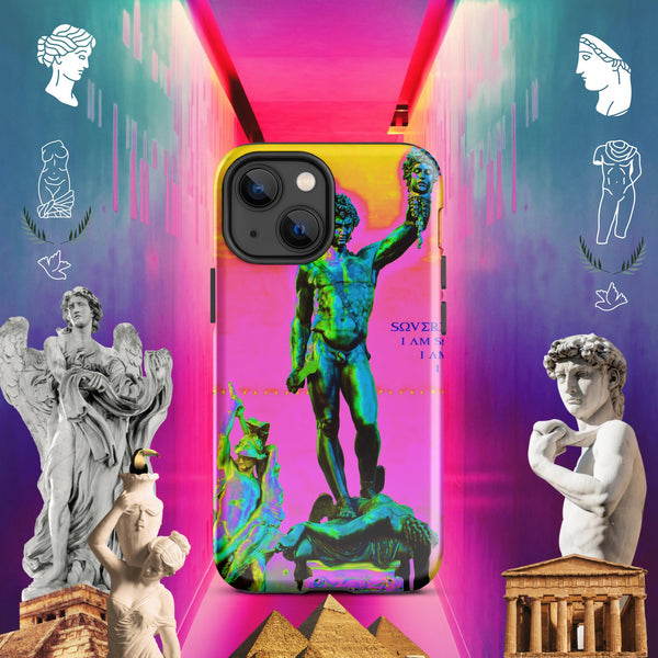 sovereignarm.com Glossy / iPhone 13 mini Hero Perseus, Hott Pink and yellow Tough Case for iPhone®