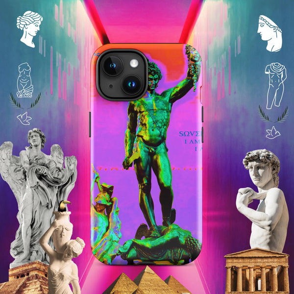 sovereignarm.com Glossy / iPhone 15 Hero Perseus, Red and Purple Tough Case for iPhone®