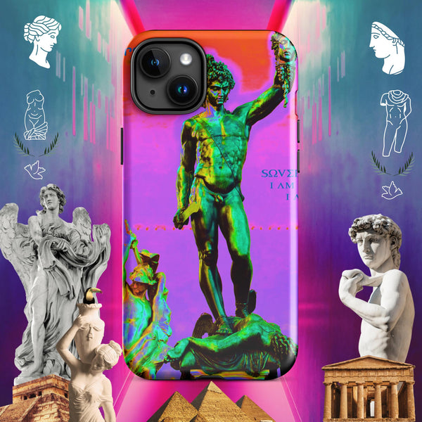 sovereignarm.com Glossy / iPhone 15 Plus Hero Perseus, Red and Purple Tough Case for iPhone®