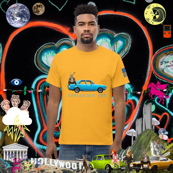 sovereignarm.com Gold / S Pop Art Blue Car Men's classic tee