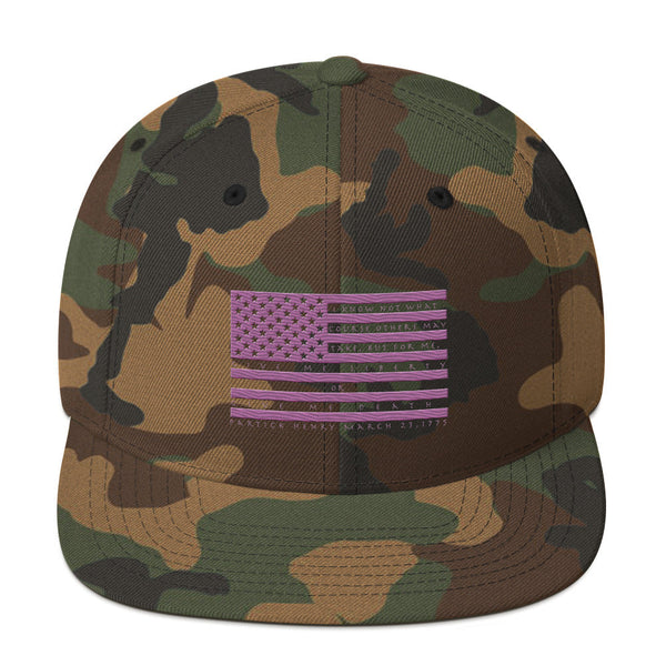 sovereignarm.com Green Camo Give me Liberty or give me death Hott pink Snapback Hat