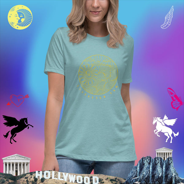 sovereignarm.com Heather Blue Lagoon / S Solar Wave Yin Yang Women's Relaxed T-Shirt