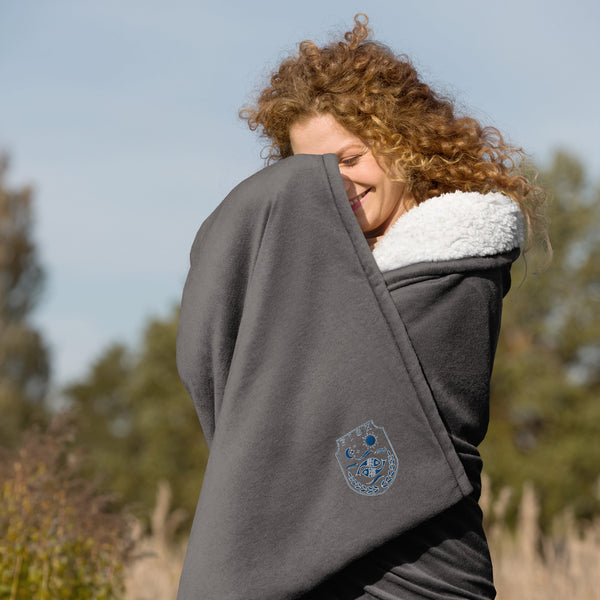 sovereignarm.com Heather Grey Fish Family Crest Premium sherpa blanket