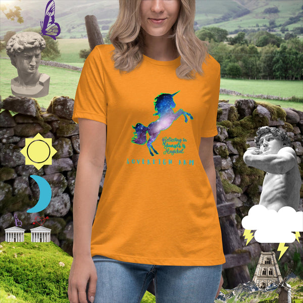 sovereignarm.com Heather Marmalade / S Believing in yourself is magickal Women's Relaxed T-Shirt