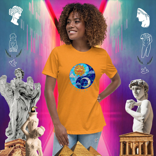 sovereignarm.com Heather Marmalade / S Sun & Moon Yin Yang Solar Women's Relaxed T-Shirt