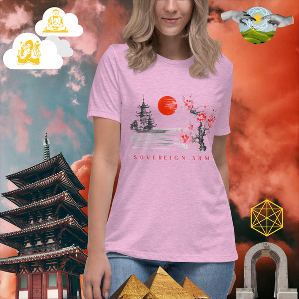 sovereignarm.com Heather Prism Lilac / S Solar Cherry Blossoms v1.0 Women's Relaxed T-Shirt