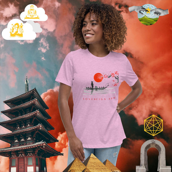 sovereignarm.com Heather Prism Lilac / S Solar Cherry Blossoms v1.1 Women's Relaxed T-Shirt