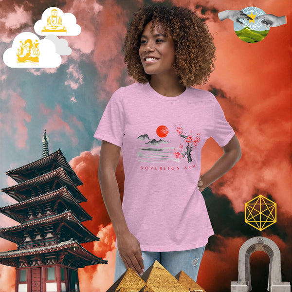 sovereignarm.com Heather Prism Lilac / S Solar Cherry Blossoms v1.3 Women's Relaxed T-Shirt