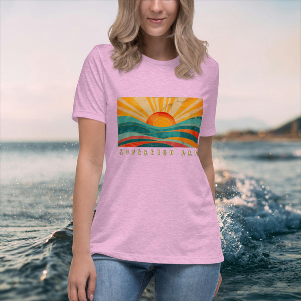 sovereignarm.com Heather Prism Lilac / S Solar Waves Women's Relaxed T-Shirt