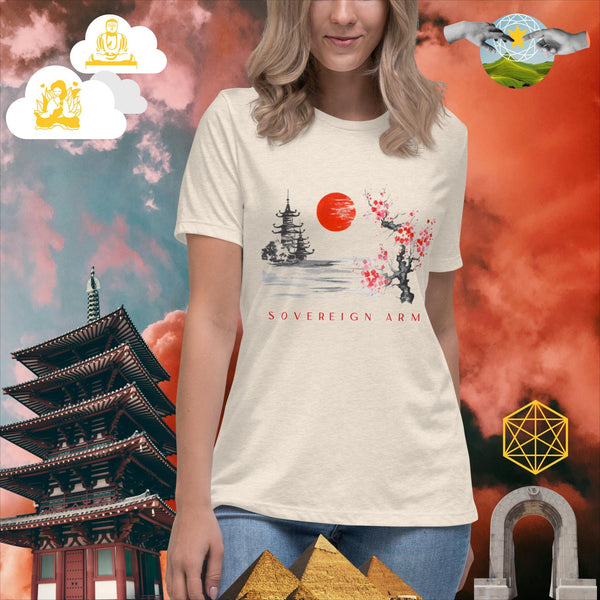 sovereignarm.com Heather Prism Natural / S Solar Cherry Blossoms v1.0 Women's Relaxed T-Shirt