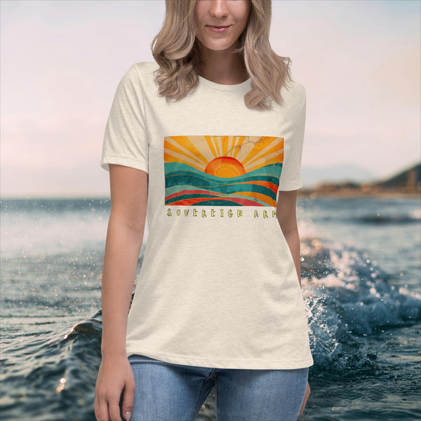 sovereignarm.com Heather Prism Natural / S Solar Waves Women's Relaxed T-Shirt