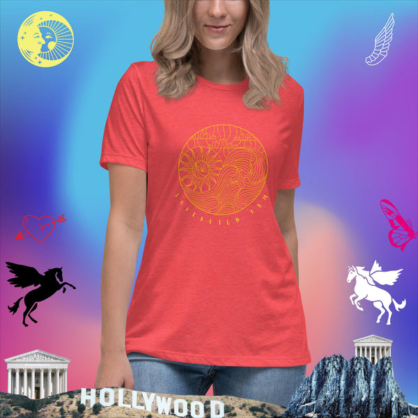 sovereignarm.com Heather Red / S Solar Wave Yin Yang Women's Relaxed T-Shirt